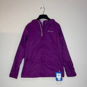 NWT Columbia Purple Omni-Tech Zip-Up Windbreaker Jacket Youth Large (14/16)